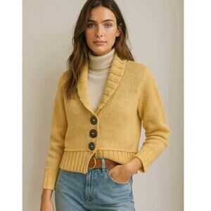 Pure Knit 100% Cotton Chunky Button Cardigan Sweater Size Large